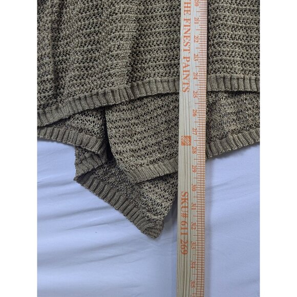 Jones New York Signature Womens Large Open Knit Cardigan Sweater Gold Open Front - Picture 5 of 8